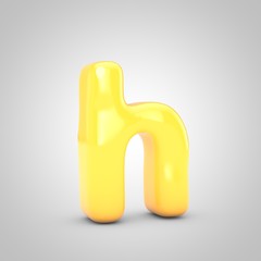 Yellow Fruit Bubble Gum letter H isolated on white background.