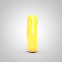 Yellow Fruit Bubble Gum letter L isolated on white background.