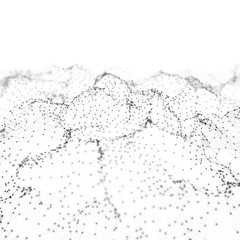 Fototapeta premium Wave of points and lines. Abstract background with dynamic wave. Dots in space. 3d rendering.