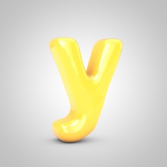 Yellow Fruit Bubble Gum letter Y isolated on white background.