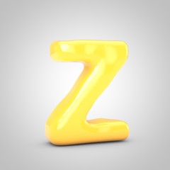 Yellow Fruit Bubble Gum letter Z isolated on white background.
