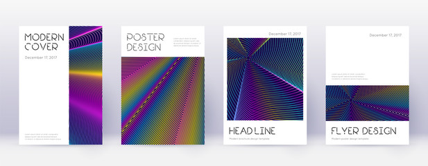 Minimal brochure design template set. Rainbow abst