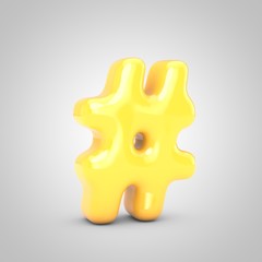 Yellow Fruit Bubble Gum hashtag symbol isolated on white background.