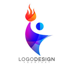 torch gradient logo vector design color full