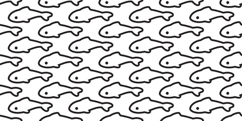 fish seamless pattern vector shark salmon dolphin tuna whale scarf isolated cartoon tile background repeat wallpaper illustration white design