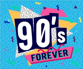 Retro party poster. Music of the nineties, vintage cassette tape and 90s style. invitation card dancing party time advertisement poster background illustration, Vector illustration in trendy 80-90s st