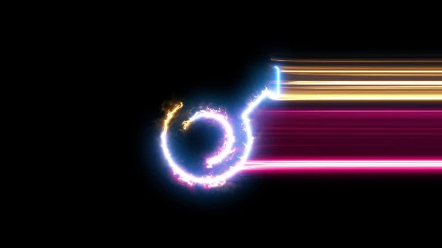 Mars symbol reveal. Blue, yellow, pink colors smoothly shimmer and form a neon electric number. Glowing motion wipes to center. 4K 60 fps video render footage.