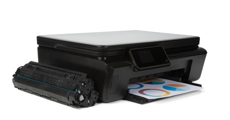 Laser home printer isolated on white background