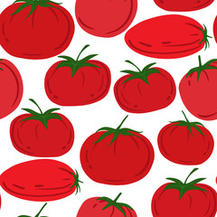 Seamless pattern with red tomatoes. Cherry tomatoes wallpaper.