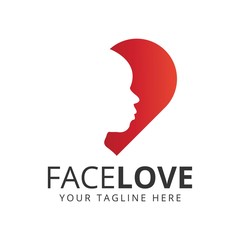 Creative face love logos. heart face template logo.