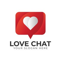 Love chat logo idea. Heart in message bubble