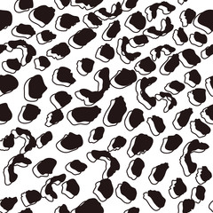 Seamless pattern with abstract leopard skin. Monochrome animal fur wallpaper.