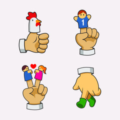 Fingers With Playful Doll Illustration Collections