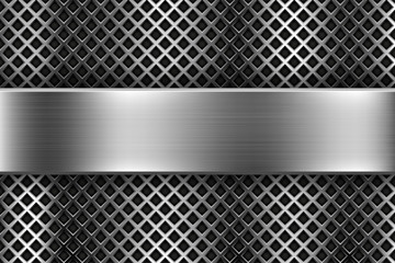 Metal perforated background with steel plate