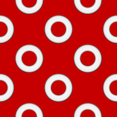 Red background with white circles. Seamless pattern