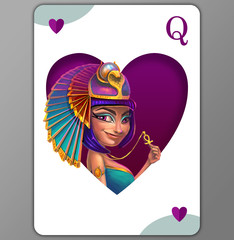 Queen of hearts playing card. Cleopatra