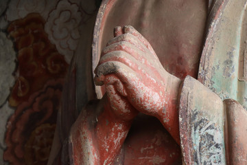 Maijishan Cave-Temple Complex in Tianshui , Gansu Province , China. Artistic treasures of Maiji Mountain caves. UNESCO World Heritage Site.