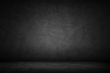 Black wall room background The surface of the brick dark jagged. Abstract black wall empty room background for interior design and decoration.