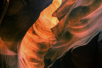 Water Holes Slot Canyon aglow with reflected sunlight, Arizona, USA