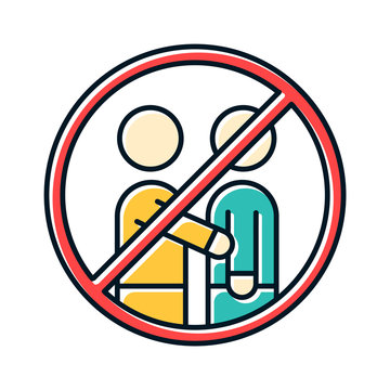 Avoid contact with people color icon. No human touch. Stop virus spread. Common cold. Influenza infection. Flu precaution. Healthcare. Epidemic prevention. Grippe caution. Isolated vector illustration
