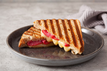 grilled salami and cheese sandwich