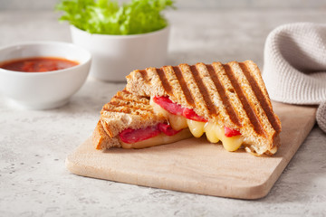 grilled salami and cheese sandwich