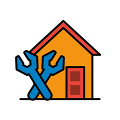 house front facade with wrench tools