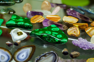 Stones and minerals  for sale in the store.