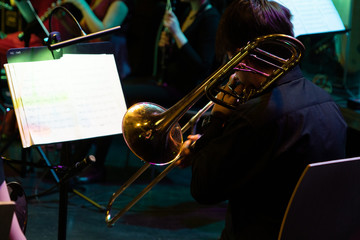 Man playing trumpet on the concert