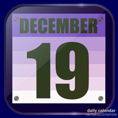 December 19 icon. For planning important day. Banner for holidays and special days. Nineteenth of december icon. Vector Illustration.