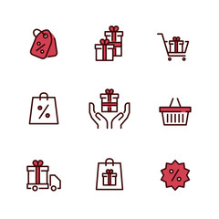 Shopping. Presents. Sale. - Vector Icon Set