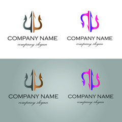 logo trodent, trójząb, harpun, harpoon, logo, neptun, posejdon, - obrazy, fototapety, plakaty