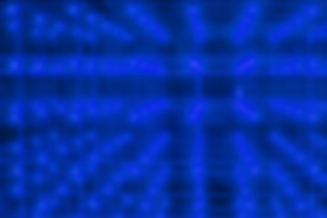 blue blurred fantastic background with perspective, light bulbs diodes, cosmic glow, computer design, modern trend