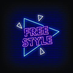 Free Style Neon Signs Style Text vector