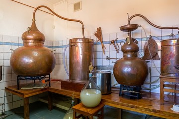 Distillery in a working process producing vodka in Bonaire, Caribbean