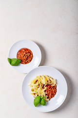 Cooked spaghetti bolognese