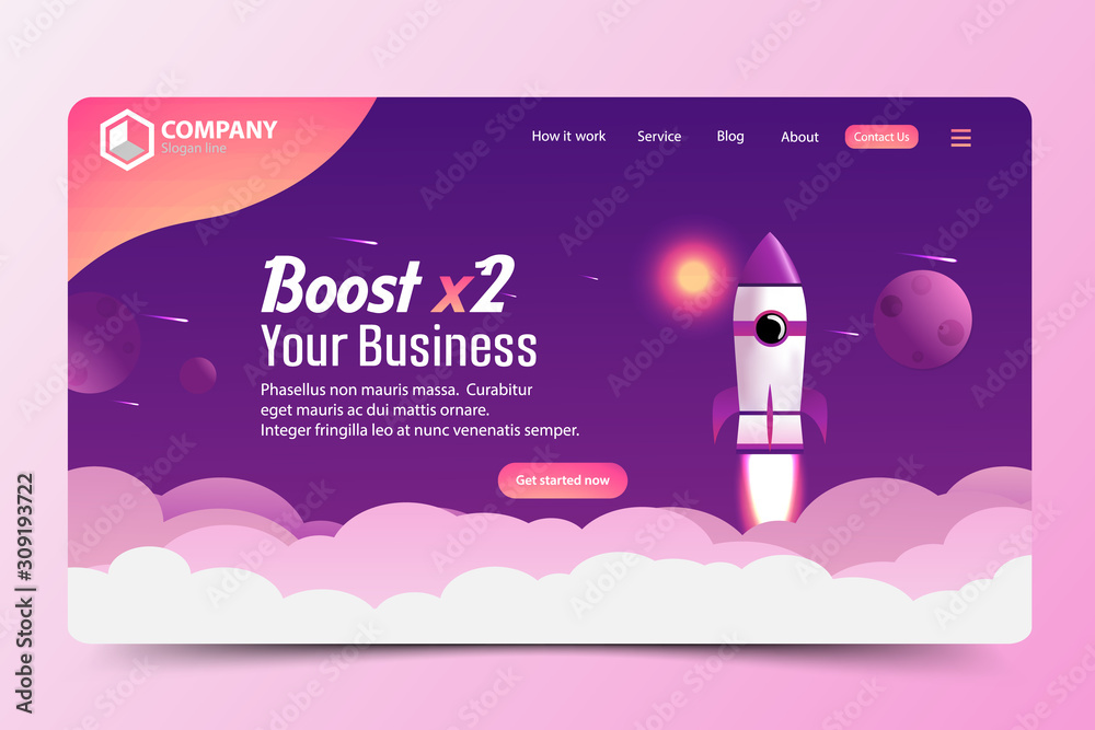 Wall mural boost business website landing page vector template design concept