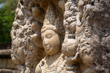 Fototapeta premium Anuradhapura Rathnaprasadaya Guard stone is the best preserved and most detailed guardstone in sri lanka.