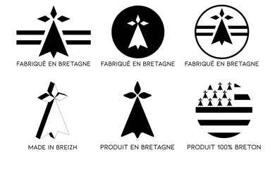  Fabriqué en Bretagne, Logo breton, breizh, - obrazy, fototapety, plakaty