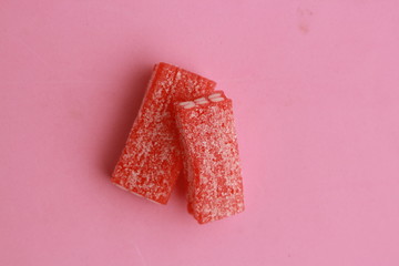 delicious red and white jelly gum brick