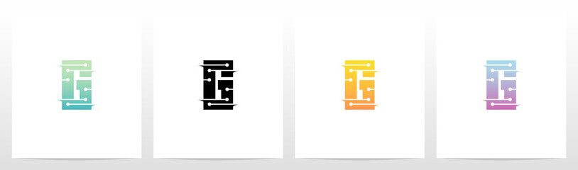 Horizontal Lines With Dots On Letter Logo Design G