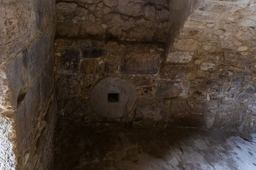 The remains of the interior of the crusader fortress located on the site of the tomb of the prophet Samuel on Mount Joy near Jerusalem in Israel