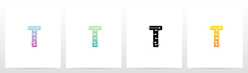 Horizontal Lines With Dots On Letter Logo Design T