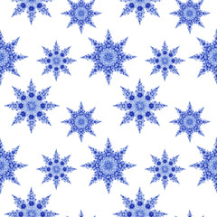  Watercolour snowflake pattern, great design for any purposes.  sketch illustration. Falling snow background. Snowflake pattern seamless. Blue background. Floral ornament. Winter xmas illustration.