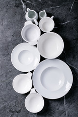 Variety of empty ceramic plates