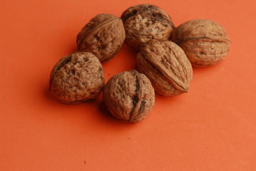 Garlic walnuts in color background