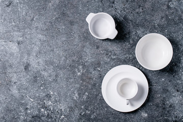 Variety of empty ceramic plates