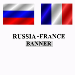 Russia and France banner design. Bright Illustration.