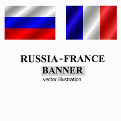 Russia and France banner design. Bright vector illustration.