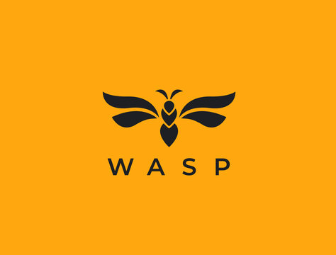 Abstract wasp logo. Stylized insect icon. Wasp, hornet, bee or bumblebee. Simple cretive vector illustration.